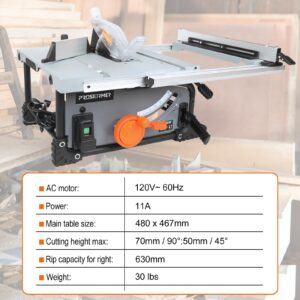 Table Saw for Jobsite, Prostormer 8-Inch Portable Tablesaw 25-Inch Rip Capacity,11-Amp Compact Benchtop Saw with Sliding Miter Gauge for Woodworking & DIY