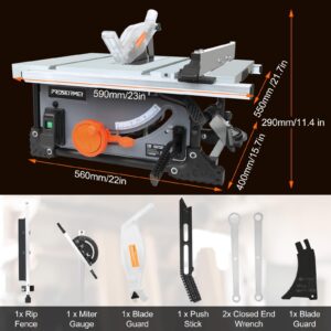 Table Saw for Jobsite, Prostormer 8-Inch Portable Tablesaw 25-Inch Rip Capacity,11-Amp Compact Benchtop Saw with Sliding Miter Gauge for Woodworking & DIY