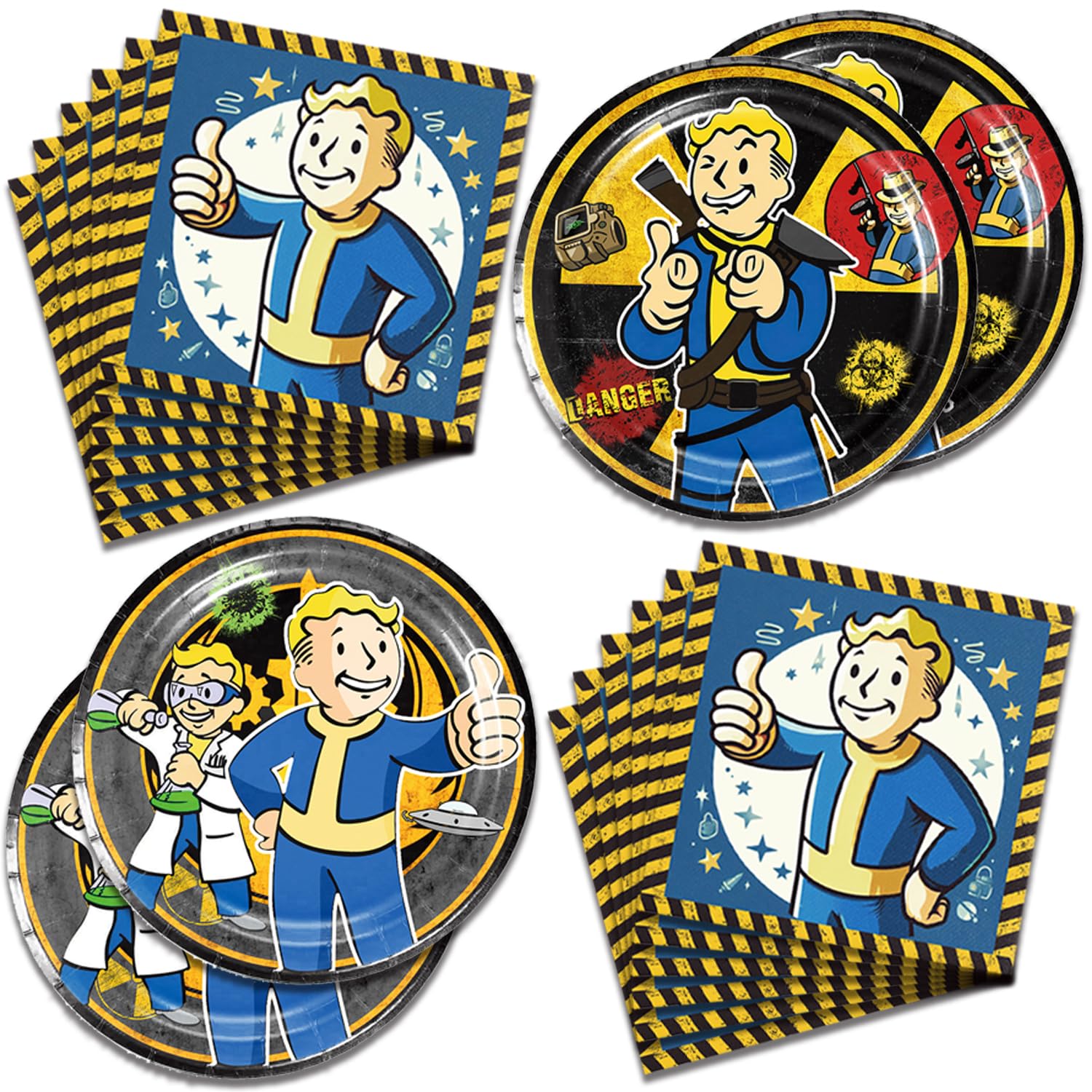 Fuyhiuous 40Pcs Fallout Vedio Game Party Supplies include 20 plates, 20 napkins for the Fallout birthday party decoration