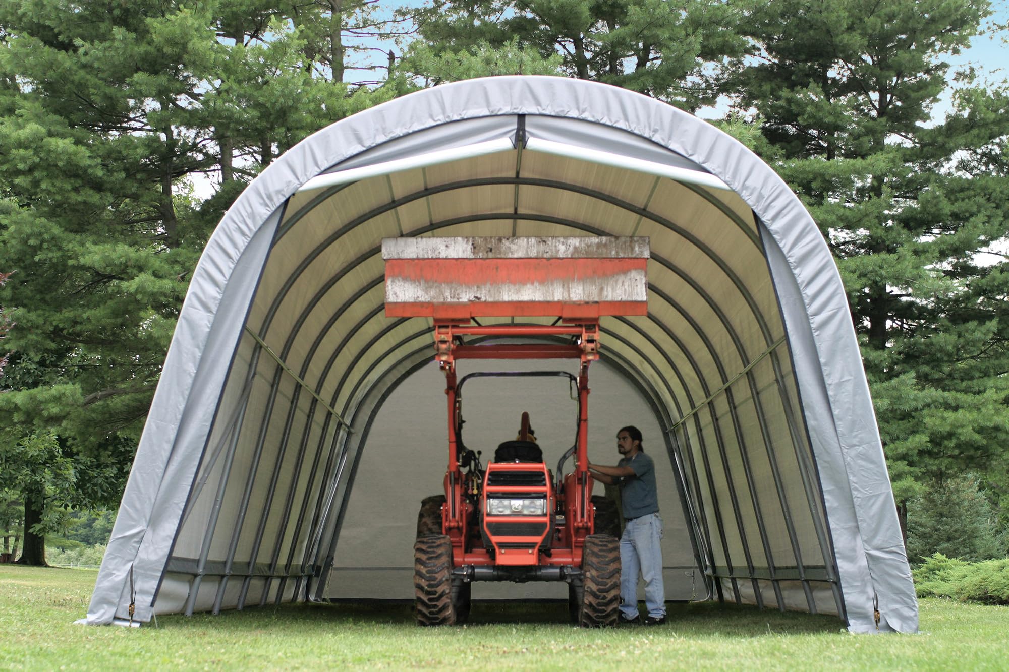 ShelterLogic Roundtop 14x32x12 ft. Instant Garage - All-Season Fabric-Covered Shelter for RVs, Trucks, Boats, Cars