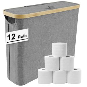 soewweklax toilet paper basket,23l toilet paper storage,toilet paper organizer for bathroom,free standing toilet paper holder stand for 12 rolls (gray)