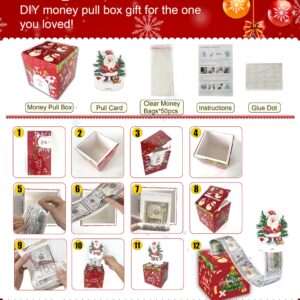 Thosefun Christmas Party Favors Money Box for Cash Gift Pull, THOSEFUN Surprise Box Gift Box for Money with 50 Bags, Money Gift Boxes for Cash Gift Ideas for Women Kids Girls Boys (Santa Tree)