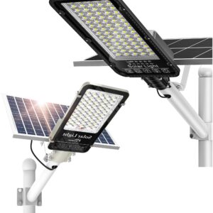 wywna 8000w solar street lights outdoor+5000w solar street lights outdoor - 6500k solar parking lot lights commercial dusk to dawn, heavy duty split type led solar street light remote control, street