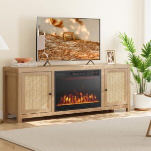 COSTWAY 23 Inches Electric Fireplace Insert, 750W/1500W Fireplace Heater with Remote Control, Adjustable Flame Color & Brightness, 1H-8H Timer, Thermostat and Overheat Protection