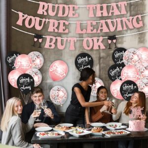 RUDE THAT YOU'RE LEAVING BUT OK Banner & Cake Toppers & Balloons, Going Away Party Decorations, Office Coworker Goodbye Party, Retirement Party Decoration, Graduation Party Decorations(Rose Gold)