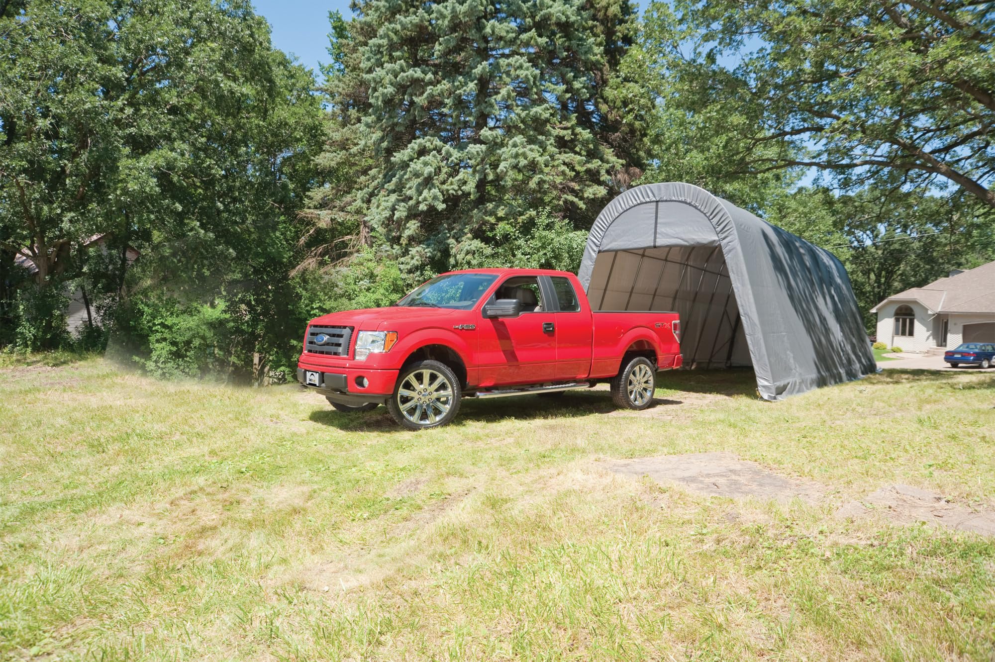 ShelterLogic Roundtop 14x32x12 ft. Instant Garage - All-Season Fabric-Covered Shelter for RVs, Trucks, Boats, Cars