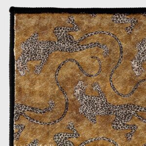 Leopard Print Rug for Bedroom 4x5 ft Cute Animal Navy BlueCheetah Print Area Rugs for Living Room Dining Room Non-Slip Animal Skin Rug for Under Desk