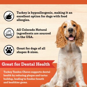 COLORADO NATURALS Turkey Tendon Chews, 3 oz – All-Natural, Made in USA, No Fillers or Preservatives – Great for Dental Health