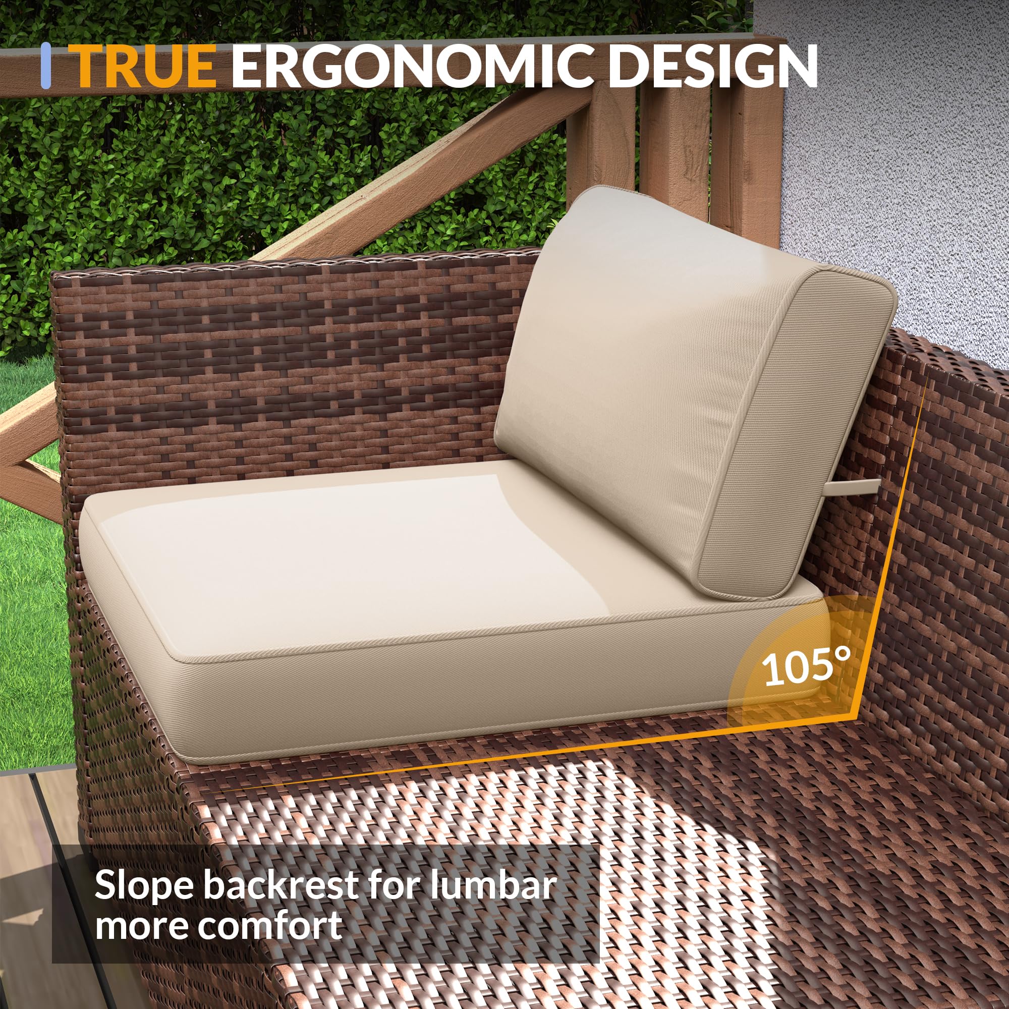 Patio Furniture Set, 7 Pieces Outdoor Modular Conversation Set Wicker Sectional Sofa for All Weather Rattan Patio Couch for Porch Garden Backyard Balcony Poolside (Khaki)