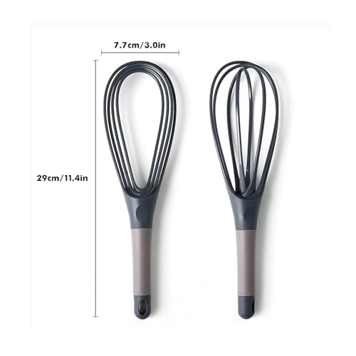 IYUEAC 2-in-1 Whisk for Stirring, Collapsible Balloon Whisk Accessories Replacement. for Cooking, Baking, Kitchen Tools(Gray)