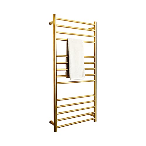 WTTTTW Towel Warmer Rack 14 Bars Wall Mounted Towel Heater, Stainless Steel Towel Warmer Rack, Clothes Drying Rack, Gold