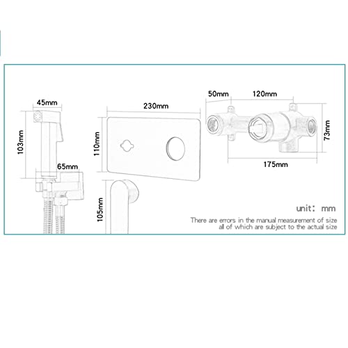 MINJING Handheld Bidet Sprayer Set, Bathroom Toilet Concealed Shower Attachment Set, Solid Brass Hot and Cold Bidet Faucet, Single Handle Cloth Diaper Sprayer, Titanium Gold,A