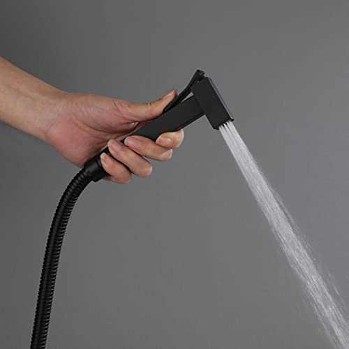 MINJING Wall Mounted Toilet Shower Spray Mixer Set Black Hot and Cold Hand Held Sprayer Toilet Attachment Multifunction Single Handle Bidet Sprayer Kit for Toilet,Spring Hose