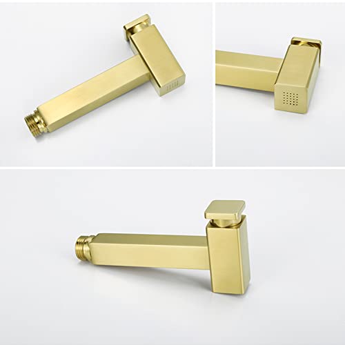 MINJING Wall Mounted Toilet Shower Spray Mixer Set Hot and Cold Hand Held Sprayer Toilet Attachment Brushed Gold Brass Bathroom Toilet Bidet Mixer Spray Kit,B