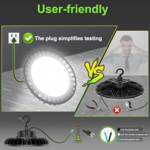 ZGDZ LED UFO High Bay Light, 240W Highbay LED Shop Light, 36,000 Lumens Super Bright, 5000K, 0-10V Dimmable, 5' Cable Plug, Industrial Grade, ETL Listed