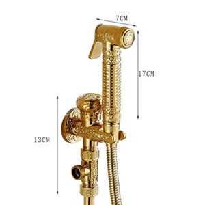 MINJING Gold Bidet Sprayer for Toilet Handheld Cloth Diaper Sprayer Kit, Brass Bathroom Bidet Attachment Set, Wall Mounted Single Cold Bidet Faucet