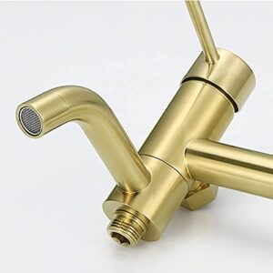 MINJING Handheld Toilet Bidet Sprayer, Brass Bidet Faucet with Cold and Hot Water, Bathroom Bidet Attachment for Personal Hygiene, Portable Cloth Diaper Sprayer, Brushed Gold