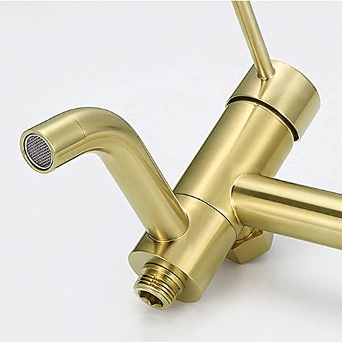 MINJING Handheld Toilet Bidet Sprayer, Brass Bidet Faucet with Cold and Hot Water, Bathroom Bidet Attachment for Personal Hygiene, Portable Cloth Diaper Sprayer, Brushed Gold