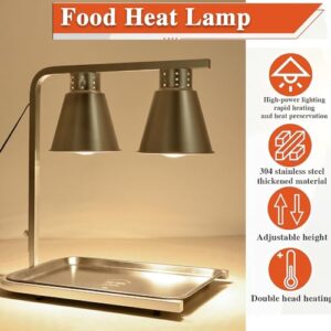 vhdurike Heat Lamp Food Warmer, Electric Food Warmer Light with Food Pan, Commercial Gold Food Heat Lamp, Food Warmer Lamp for Home, Restaurant