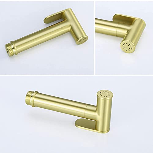 MINJING Handheld Toilet Bidet Sprayer, Brass Bidet Faucet with Cold and Hot Water, Bathroom Bidet Attachment for Personal Hygiene, Portable Cloth Diaper Sprayer, Brushed Gold