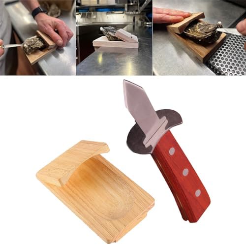 Oyster Clamp, Seafood Tools Oyster Shucking Knife, Oyster Clamp Wood Suit, Seafood Safety Hand Guard For Home Use