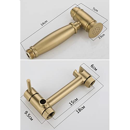 MINJING Bidet Sprayer Set for Toilet, Handheld Cloth Diaper Sprayer, Brass Bathroom Bidet Attachment Set, Hot and Cold Bidet Faucet for Personal Hygiene, Brushed Gold