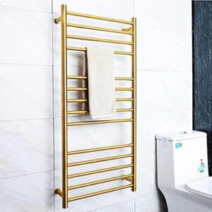 WTTTTW Towel Warmer Rack 14 Bars Wall Mounted Towel Heater, Stainless Steel Towel Warmer Rack, Clothes Drying Rack, Gold