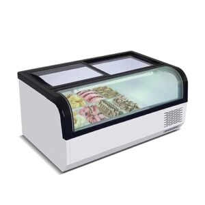 Commercial Gelato Display zer with LED Lighting, 6-Pan Ice Cream Dipping Cabinet, Clear Top and Front, Fast Cooling Small Size, Ideal for Ice Cream Shops and Cafes, White Finish