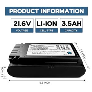 Battery for Samsung Jet 60 65 70 75 90 Series Cordless Stick Vacuum Cleaner Battery, Replacement for VCA-SBTA60 VCA-SBT90 VCA-SBT90EB Model Battery, 3.5Ah 21.6V 75.6Wh, Lithium-Ion Battery.