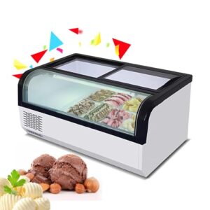 commercial gelato display zer with led lighting, 6-pan ice cream dipping cabinet, clear top and front, fast cooling small size, ideal for ice cream shops and cafes, white finish