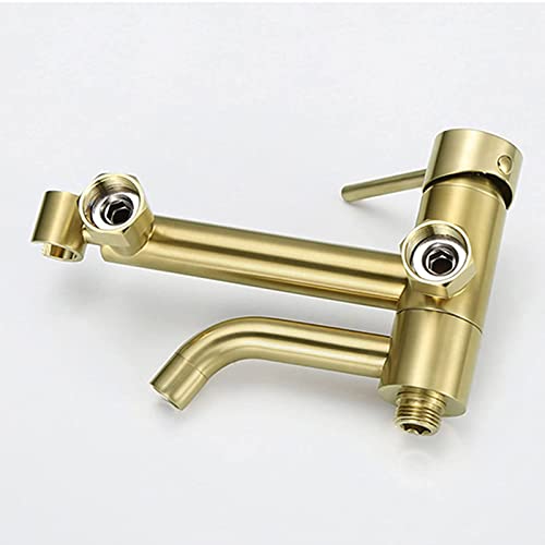 MINJING Handheld Toilet Bidet Sprayer, Brass Bidet Faucet with Cold and Hot Water, Bathroom Bidet Attachment for Personal Hygiene, Portable Cloth Diaper Sprayer, Brushed Gold