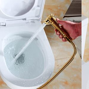 MINJING Gold Bidet Sprayer for Toilet Handheld Cloth Diaper Sprayer Kit, Brass Bathroom Bidet Attachment Set, Wall Mounted Single Cold Bidet Faucet