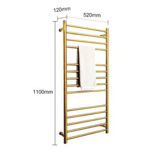 WTTTTW Towel Warmer Rack 14 Bars Wall Mounted Towel Heater, Stainless Steel Towel Warmer Rack, Clothes Drying Rack, Gold