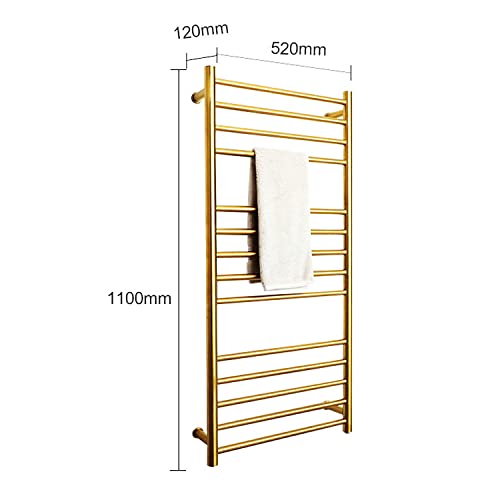 WTTTTW Towel Warmer Rack 14 Bars Wall Mounted Towel Heater, Stainless Steel Towel Warmer Rack, Clothes Drying Rack, Gold