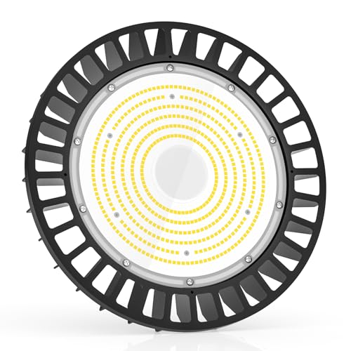 ZGDZ UFO LED High Bay Light - 200W LED Warehouse Light, 30,000 Lumens Super Bright, 5000K, 0-10V Dimmable, 5' Cable Plug, Industrial Grade, ETL Listed