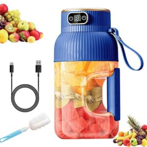 yulyoie multifunctional portable juicer cup with digital display,1200ml large capacity usb rechargeable portable multifunctional cup with digital display for making fruits juice (blue,set a)