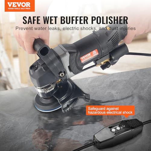 VEVOR Wet Polisher 800W, 4" Concrete Grinder with 6 Variable Speed and 7 Polishing Kits, Wet Grinder Machine for Marble, Granite, Stone, Rock, Tile, Equipped with a GFCI Switch, (700-3000 RPM)