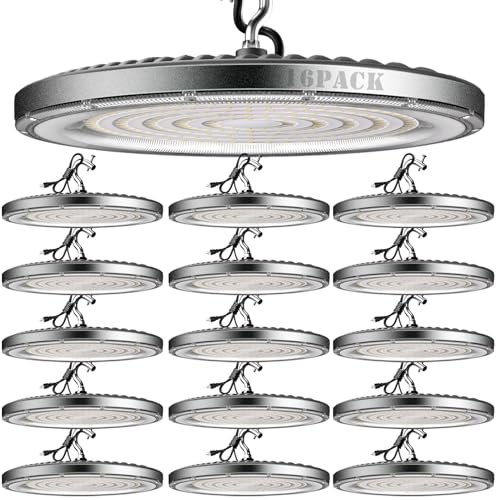 Lightdot 16Pack 240W LED High Bay Shop Light 5000K 36000LM (Eqv. to 1000W HPS/MH) ETL Listed LED High Bay Light, AC100-277V UFO LED Lights with US Plug - 5Yrs Warranty