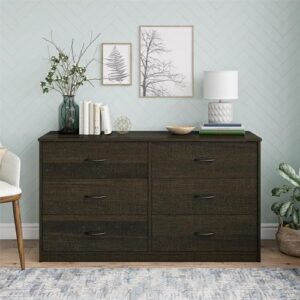 Ameriwood Home Everly Wide 6-Drawer Dresser, Espresso