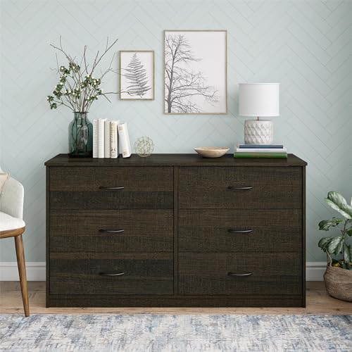 Ameriwood Home Everly Wide 6-Drawer Dresser, Espresso