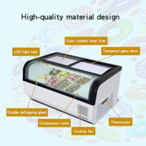 Commercial Gelato Display zer with LED Lighting, 6-Pan Ice Cream Dipping Cabinet, Clear Top and Front, Fast Cooling Small Size, Ideal for Ice Cream Shops and Cafes, White Finish