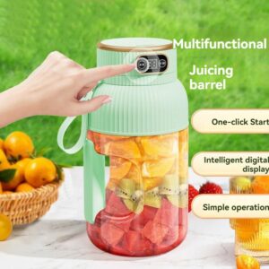 Multifunctional Portable Juicer Cup With Digital Display, Portable Blender Personal USB Rechargeable Juice Cup with Direct Drinking Lid, Juice Cup Blender for Gym/Travel/Kitchen (Blue+Drinking lid)