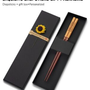 Custom Sandalwood Chopsticks, Engraved With Personalized Names Classic Japanese Style Wood Chop Sticks Set For Chinese Theme Wedding, Housewarmings,Birthday Party Favors and Gifts