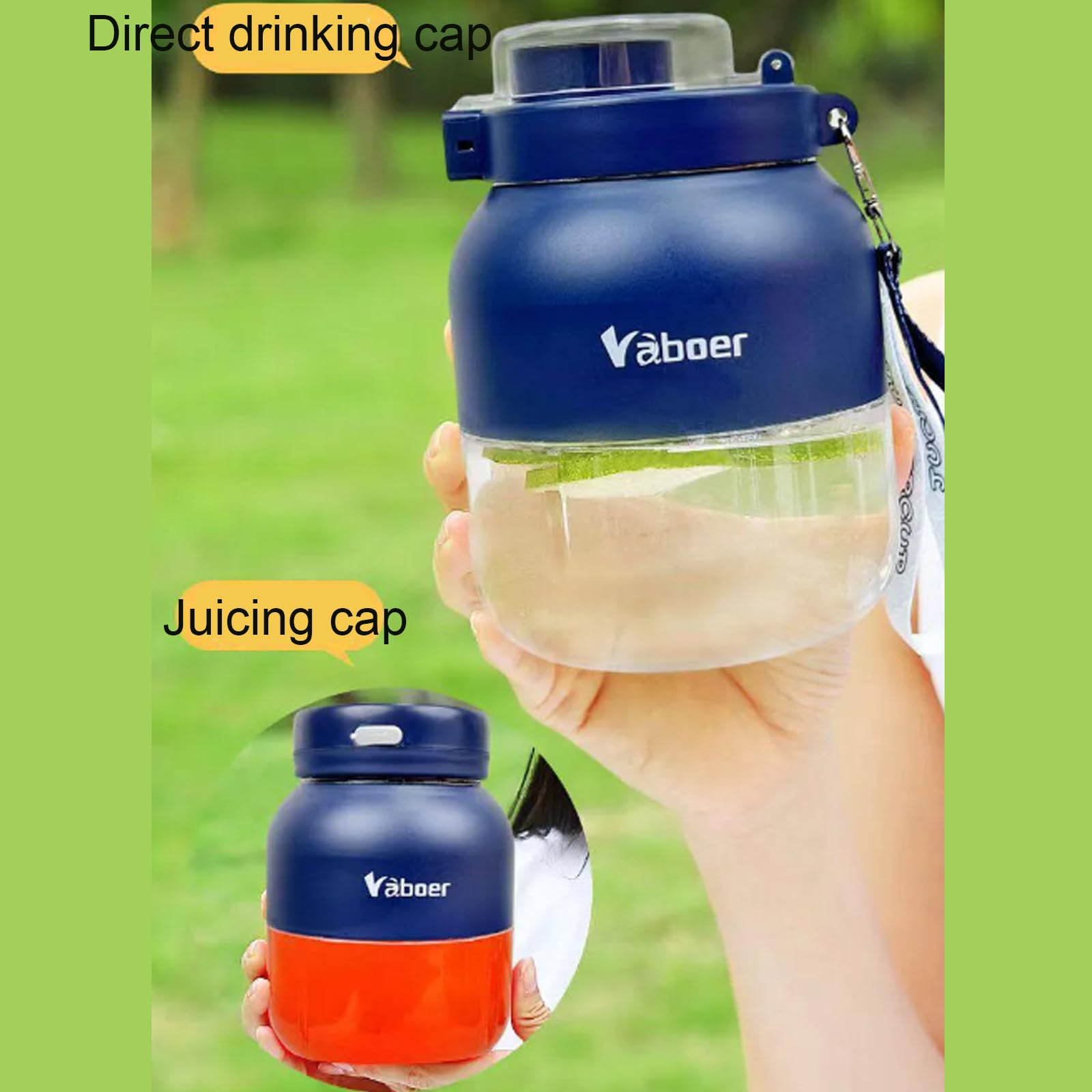 Vaboer Portable Juicer, Juice Cup Blender, Baboer Portable Juicer, Multi-Function Ton Barrels, Smoothie Blender with Travel Lid and Straw, for Home Fruit Wireless Small Juicer Cup (1.1L)