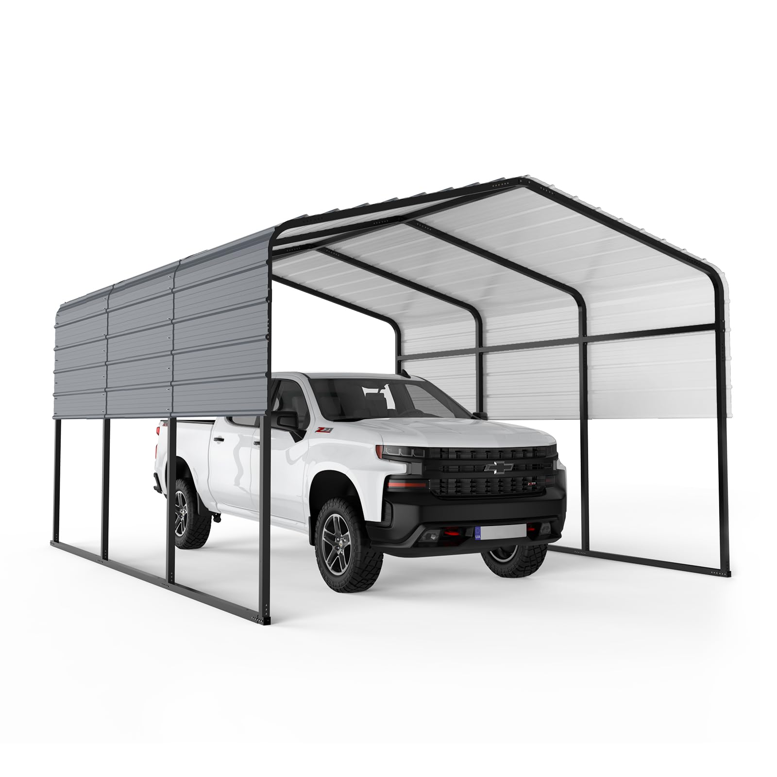 GarveeLife Metal Carport 13' x 16', Heavy Duty Canopy for Garage, Car Shelter with Galvanized Metal Roof, Reinforced Structure & Base, Car Shelter Shade with Metal Frame, Outdoor Garage for Cars Boat