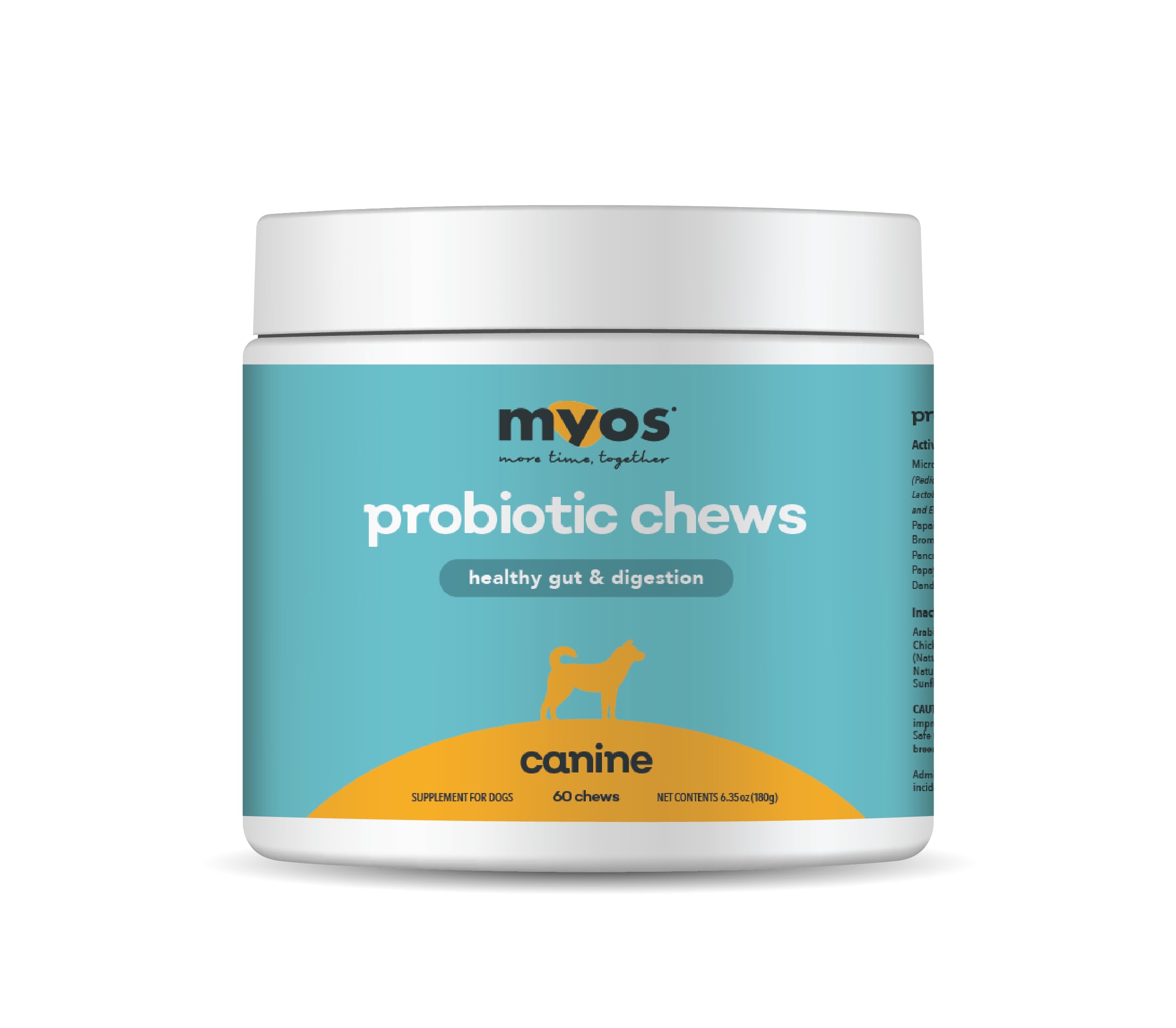 MYOS Probiotic Chew for Dogs - Daily Digestive Support, Promotes Complete Gut Health, Aids Digestion, Enhances Nutrient Absorption, Supports Healthy Stool - All-in-One Chewable Supplement