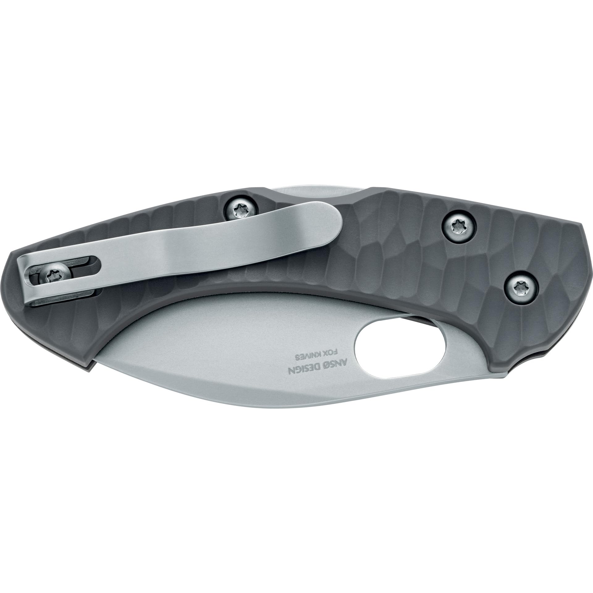 Fox Knives Zero 2.0 Desert Warrior FX-FA311 GY, Jens Anso Design Lockback Folding Pocket Knife, 6.30in N690Co Stainless Steel Blade, FRN Handle, Thumb Hole Opener, EDC Every Day Carry (Gray)