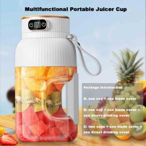 Yulyoie Multifunctional Portable Juicer Cup with Digital Display,1200ml Large Capacity USB Rechargeable Portable Multifunctional Cup with Digital Display for Making Fruits Juice (Blue,Set A)