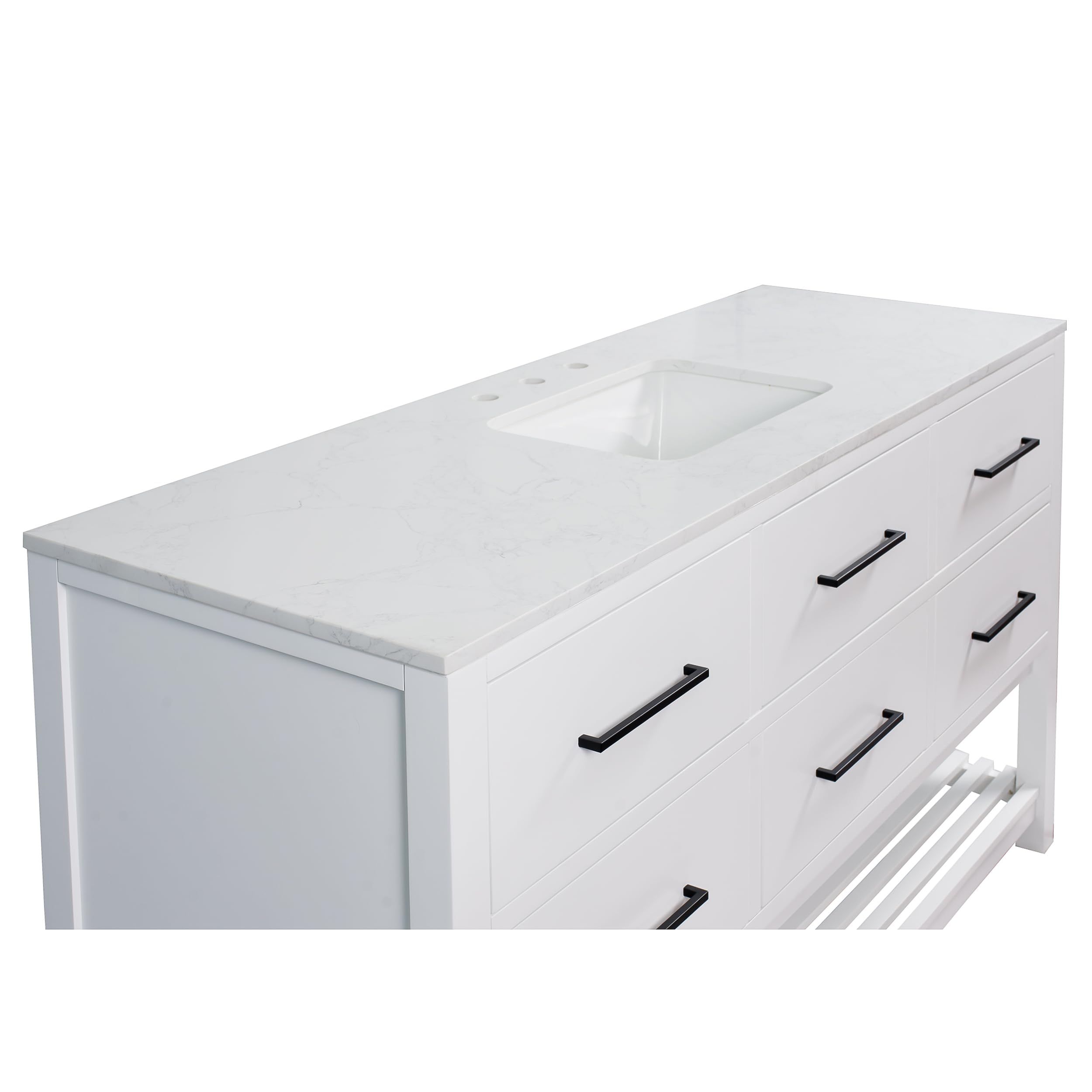 Kitchen Bath Collection Hudson 60-inch Single Bathroom Vanity (Engineered Marble/White): Includes White Cabinet with Engineered Marble Countertop and White Ceramic Sink