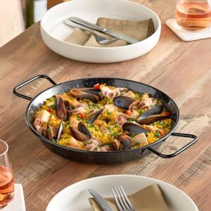 OCS Parts Pro Chef Series 11-Inch Enameled Carbon Steel Paella Pan | Heavy Duty Paella Skillet for Home and Commercial Kitchens